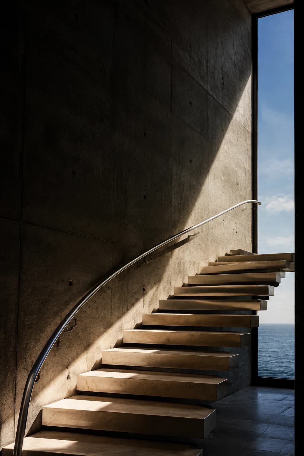 Illustrative architectural stair with balanced natural light