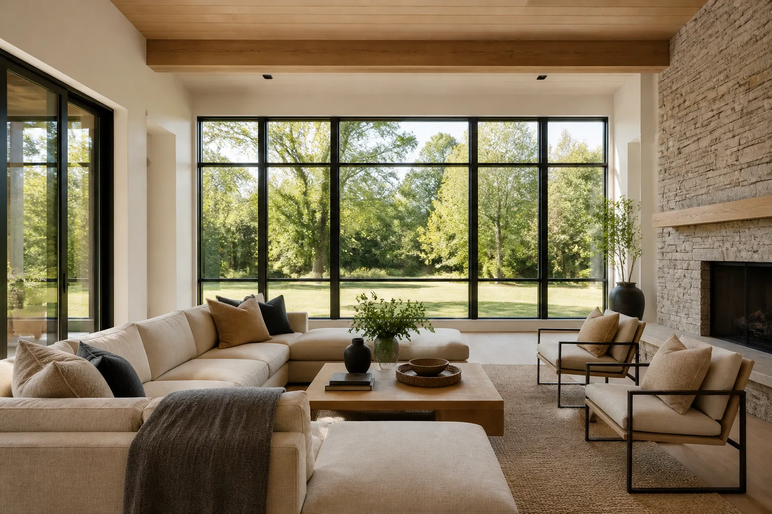 Illustrative neutral exposure of a contemporary living room